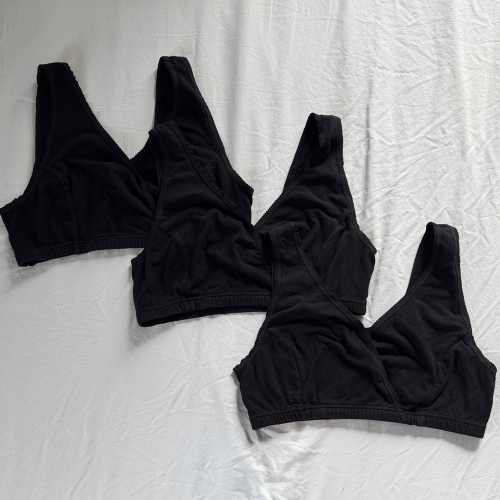 3 Pack Black Cotton Nursing Bralette